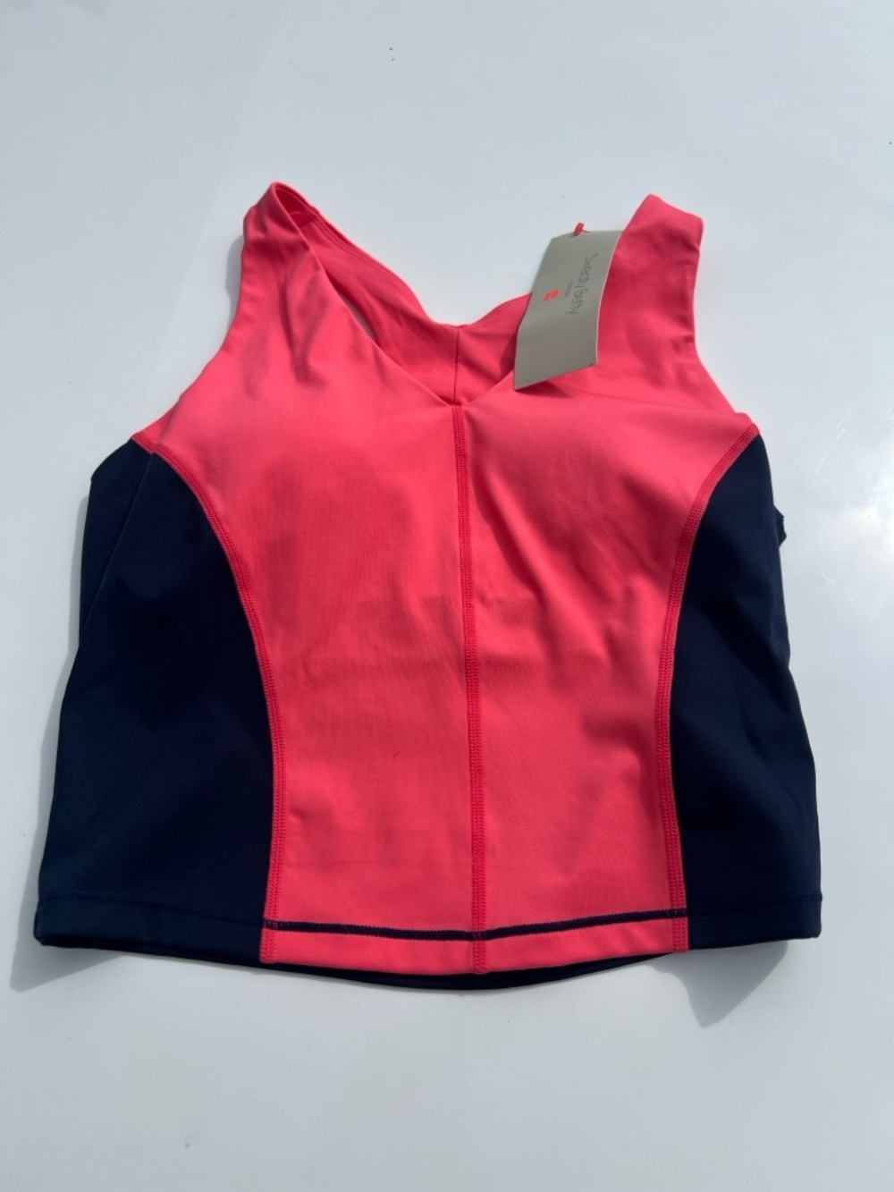Sweaty Betty Pink and Navy Women’s Swim Tankini Top